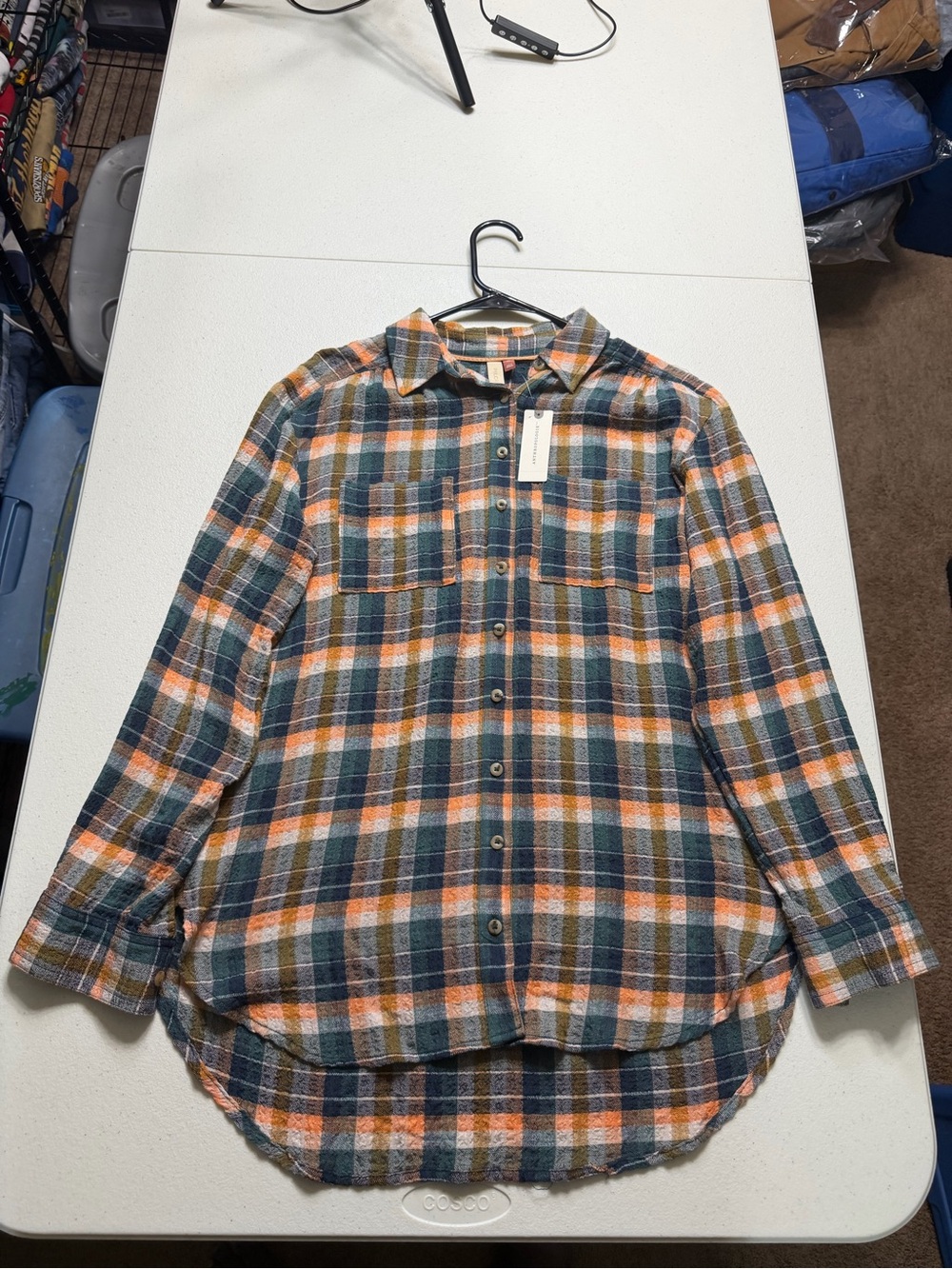 anthropologie pilcro relaxed flannel shirt women XS plaid long sleeve button up